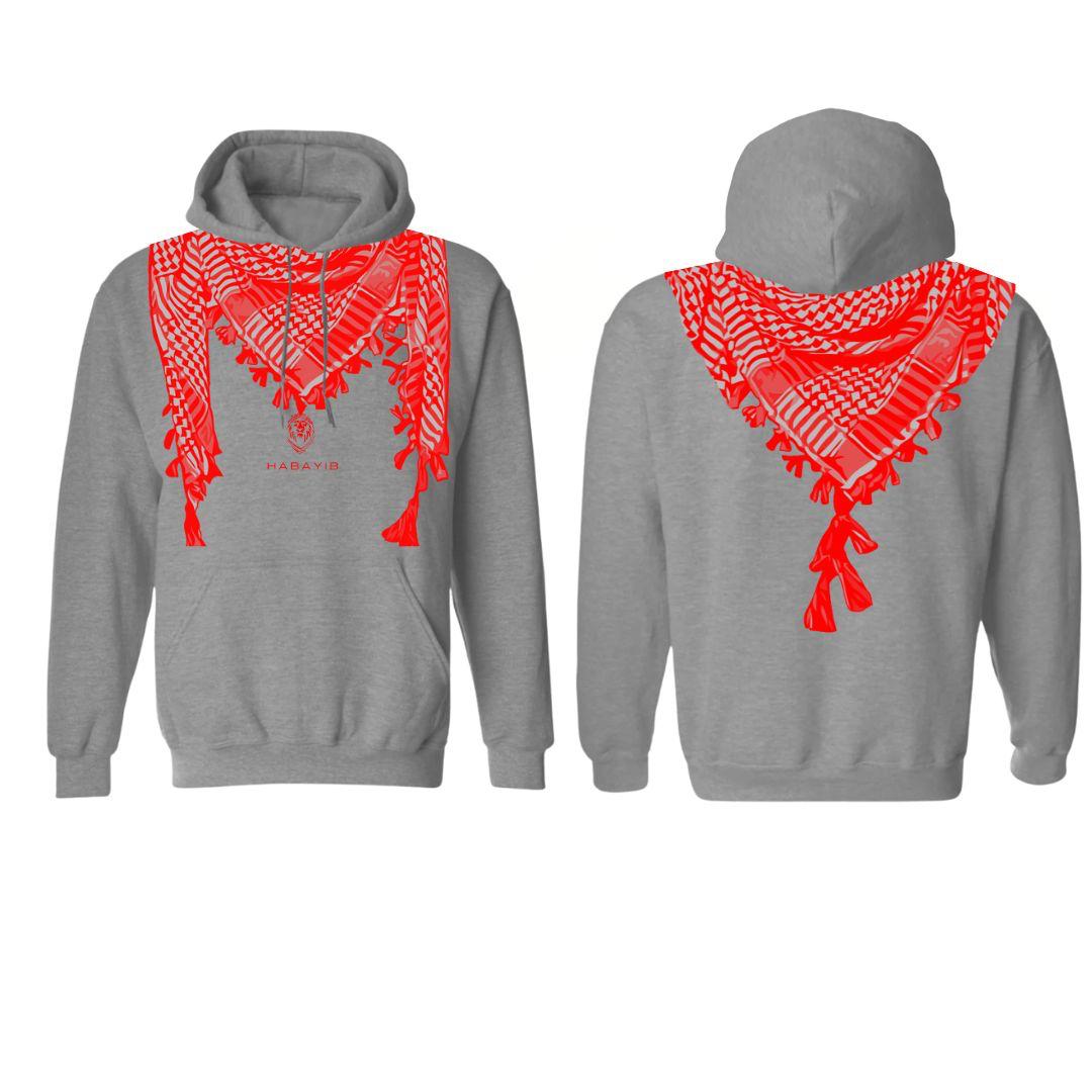 ROOTED HOODIE GRAY/RED